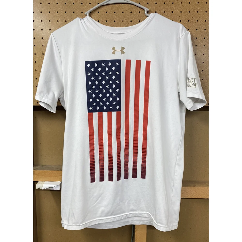 Under Armour Protect this House American Flag Youth T Shirt YXL
